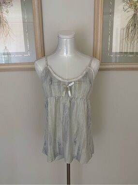 Stripe Lace Trim Babydoll Sleeveless Camisole Top